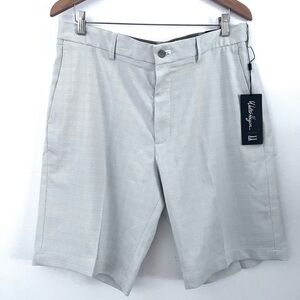 Walter Hagen 11 Majors Glen Plaid Gray Hi Rise Flat Front Golf Shorts Men's 36